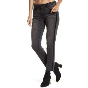 Democracy Girlfriend Jeans SIZE 6 Glitter Sparkle Raw Hem Skinny Flex Nordstrom
